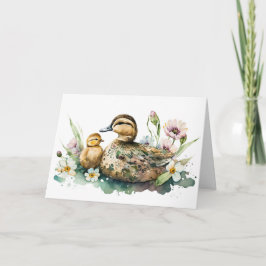 マザーアヒルとアヒルの水色 カード