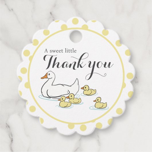 マザーアヒルとアヒルの赤ちゃんシャワーメッセージカード フェイバータグ (正面)