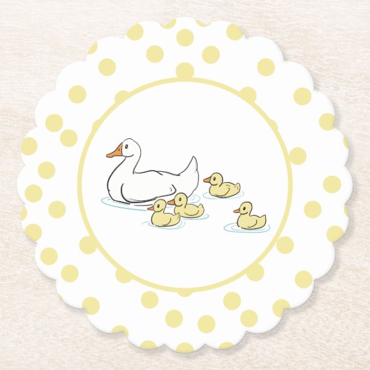 マザーアヒルとアヒル赤ちゃんシャワー紙コースター ペーパーコースター (正面)