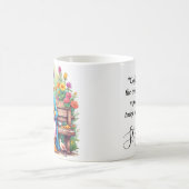マザーアヒル飲みコーヒー引用文カラフル花 コーヒーマグカップ (中央)