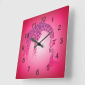 マザーアンドカワイイベビーキリン |明るい赤紫色 スクエア壁時計 (傾斜)