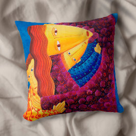 マザーアンドサンコンテンポラリーズアートアクリル絵画ズ クッション