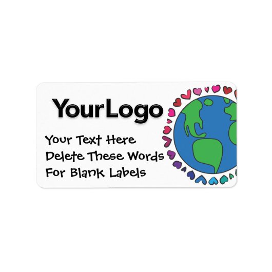 マザーアースの日ここにロゴを追加レインボーハート ラベル (正面)