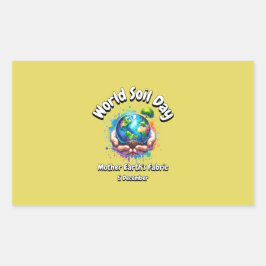マザーアースの生地。世界土壌日 長方形シール