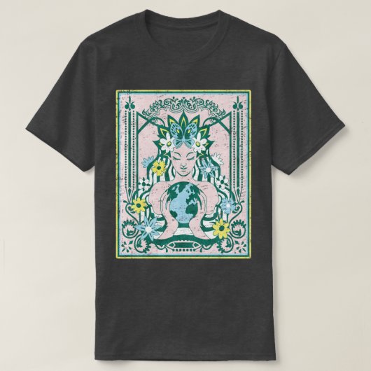 マザーアースデイ自然アールヌーボー自然環境 Tシャツ (デザイン正面)