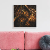 マザーアース抽象芸術アートブラック&ホワイト キャンバスプリント (インサイチュ (リビング))