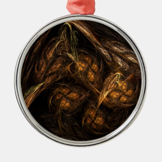 マザーアース抽象芸術アートラウンド メタルオーナメント (正面)