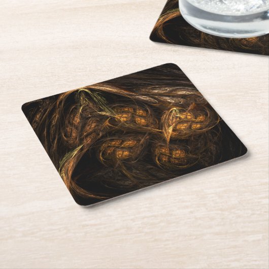 マザーアース抽象芸術アート スクエアペーパーコースター (アングル)