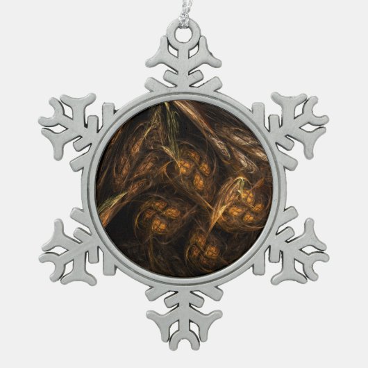 マザーアース抽象芸術アート スノーフレークピューターオーナメント (正面)