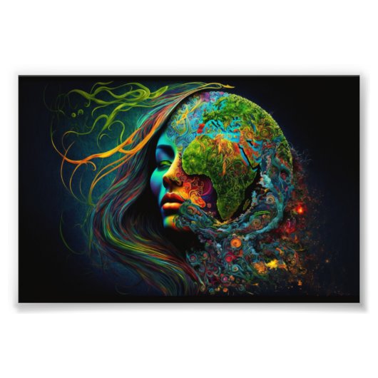 マザーアース、ファンタジーアート、サイエンスアート、アース フォトプリント            (正面)