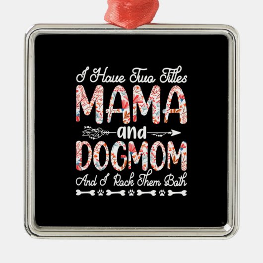 マザーアート |ママとドッグママ誕生日 メタルオーナメント (正面)