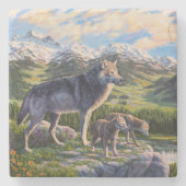 マザーウルフ&パップスマウンテンリバーバレー ストーンコースター (正面)