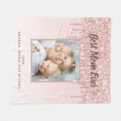 マザーエバーフォトグリッター赤面ピンク フリースブランケット (正面(横))