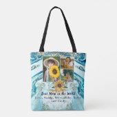 マザーエバ最高のー3フォトコラージブルーマーブルトート トートバッグ (裏面)