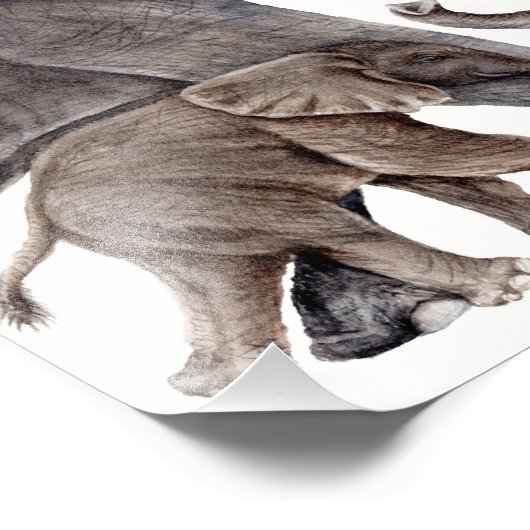 マザーエレファントベビーエレファントフォトアートプリント フォトプリント            (角)