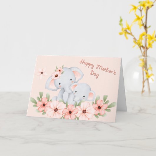 マザーエレファント&カーフレマザーズデイカード カード (黄色い花)
