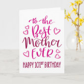 マザーエ最高のバー101誕生日タイポグラフィインピンク カード (黄色い花)