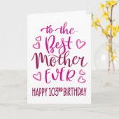 マザーエ最高のバー103誕生日タイポグラフィインピンク カード (黄色い花)
