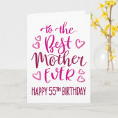 マザーエ最高のバー55誕生日タイポグラフィインPink カード (黄色い花)