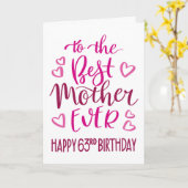 マザーエ最高のバー63誕生日タイポグラフィインピンク カード (黄色い花)