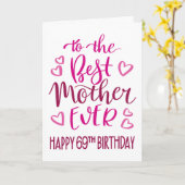 マザーエ最高のバー69誕生日タイポグラフィイン・ピンク カード (黄色い花)