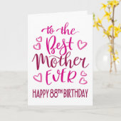 マザーエ最高のバー88誕生日タイポグラフィインPink カード (黄色い花)