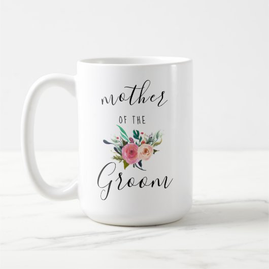 マザーオブザグルームの結婚ギフトフローラシック15oz コーヒーマグカップ (左)