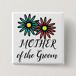 マザーオブザグルームコーラルターコイズの花 缶バッジ