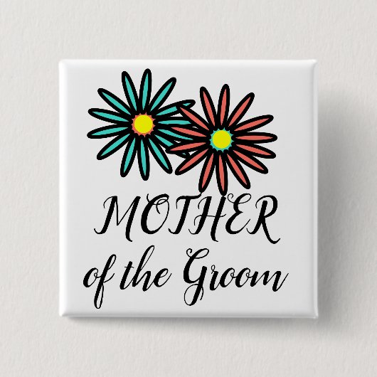 マザーオブザグルームコーラルターコイズの花 缶バッジ (正面)