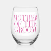 マザーオブザグルームピンクモダンエレガントカスタムク ステムなしワイングラス (正面)