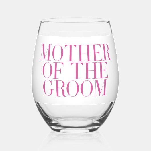 マザーオブザグルームピンクモダンエレガントカスタムク ステムなしワイングラス (正面)