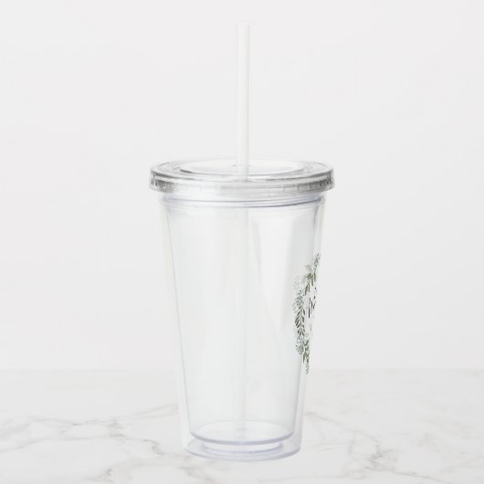 マザーオブザブライドセージ緑のリース結婚 アクリルタンブラー (右)