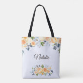 マザーオブザブライドネイビーブルーコーラルピーチフローラ トートバッグ (裏面)