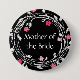 マザーオブザブライド白黒ピンクフローラリース 缶バッジ