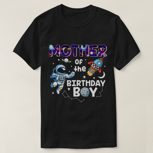 マザーオブザ誕生日宇宙飛行士ボーイ宇宙テーマ Tシャツ (デザイン正面)