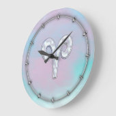 マザーオブパールアリーズ〔占星術の〕十二宮図シンボルデコール ラージ壁時計 (傾斜)