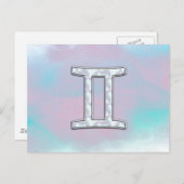 マザーオブパールジェミニ〔占星術の〕十二宮図シンボル ポストカード (正面/裏面)