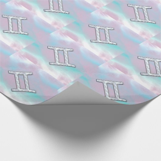 マザーオブパールジェミニ〔占星術の〕十二宮図シンボル ラッピングペーパー (角)