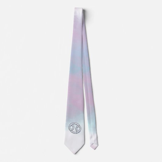 マザーオブパールスタイルがん〔占星術の〕十二宮図シンボル ネクタイ (正面)