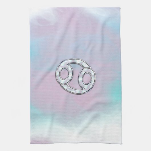 マザーオブパールスタイルがん〔占星術の〕十二宮図徴候Decor キッチンタオル (縦)