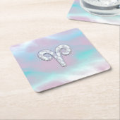 マザーオブパールスタイルアリー〔占星術の〕十二宮図シンボル スクエアペーパーコースター (アングル)