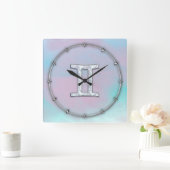 マザーオブパールスタイルジェミニサイン スクエア壁時計 (ホーム)