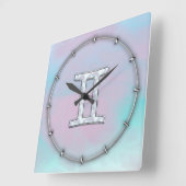 マザーオブパールスタイルジェミニサイン スクエア壁時計 (傾斜)