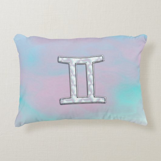 マザーオブパールスタイルジェミニ〔占星術の〕十二宮図サイン アクセントクッション (正面)