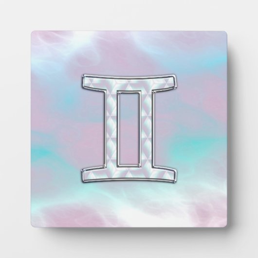 マザーオブパールスタイルジェミニ〔占星術の〕十二宮図サイン フォトプラーク (正面)