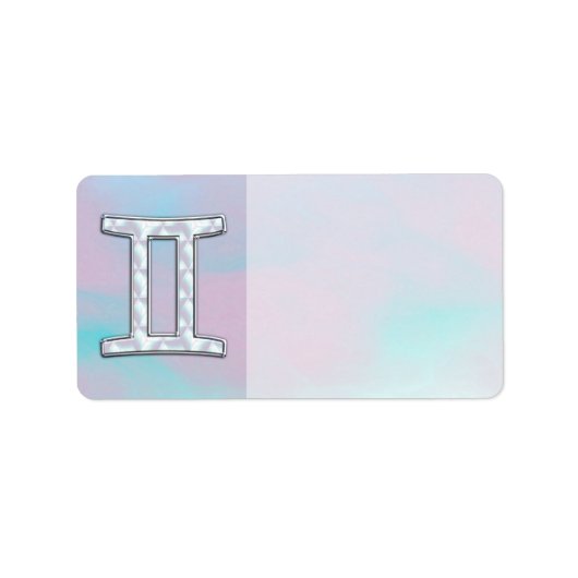 マザーオブパールスタイルジェミニ〔占星術の〕十二宮図サイン ラベル (正面)