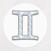 マザーオブパールスタイルジェミニ〔占星術の〕十二宮図サイン ラベル (デザイン1)