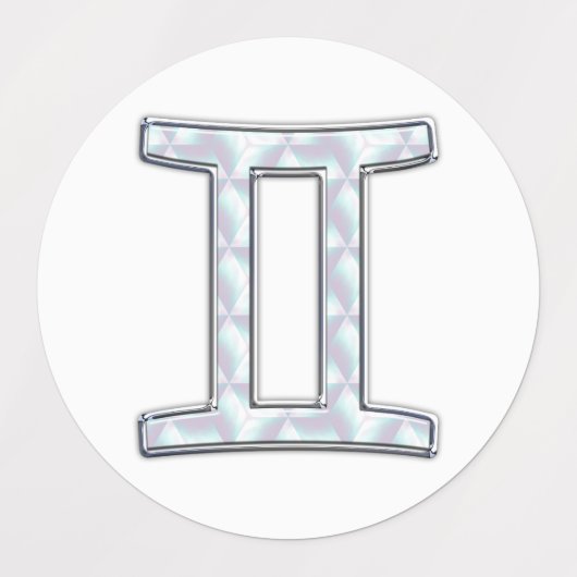 マザーオブパールスタイルジェミニ〔占星術の〕十二宮図サイン ラベル (デザイン1)