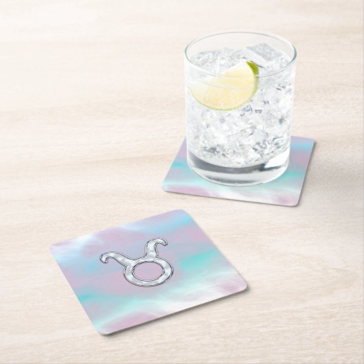 マザーオブパールスタイルタウロス〔占星術の〕十二宮図占星術 スクエアペーパーコースター (インサイチュ)