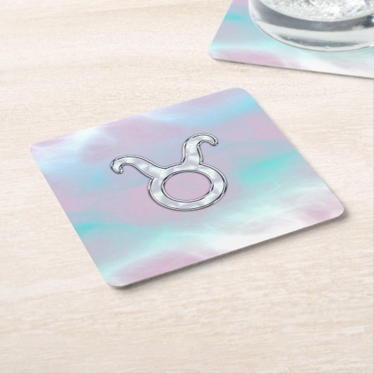 マザーオブパールスタイルタウロス〔占星術の〕十二宮図占星術 スクエアペーパーコースター (アングル)